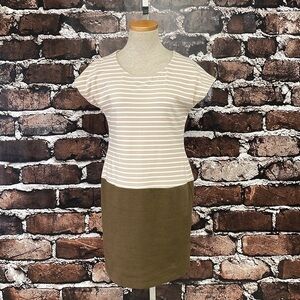 Lalu T-Shirt Dress Tan Brown Stripes Size Medium